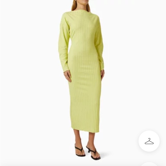 NWT- SIMON MILLER- RIB Zippie Dress in Kiwi/ Swing Yellow long sleeve - Picture 6 of 17